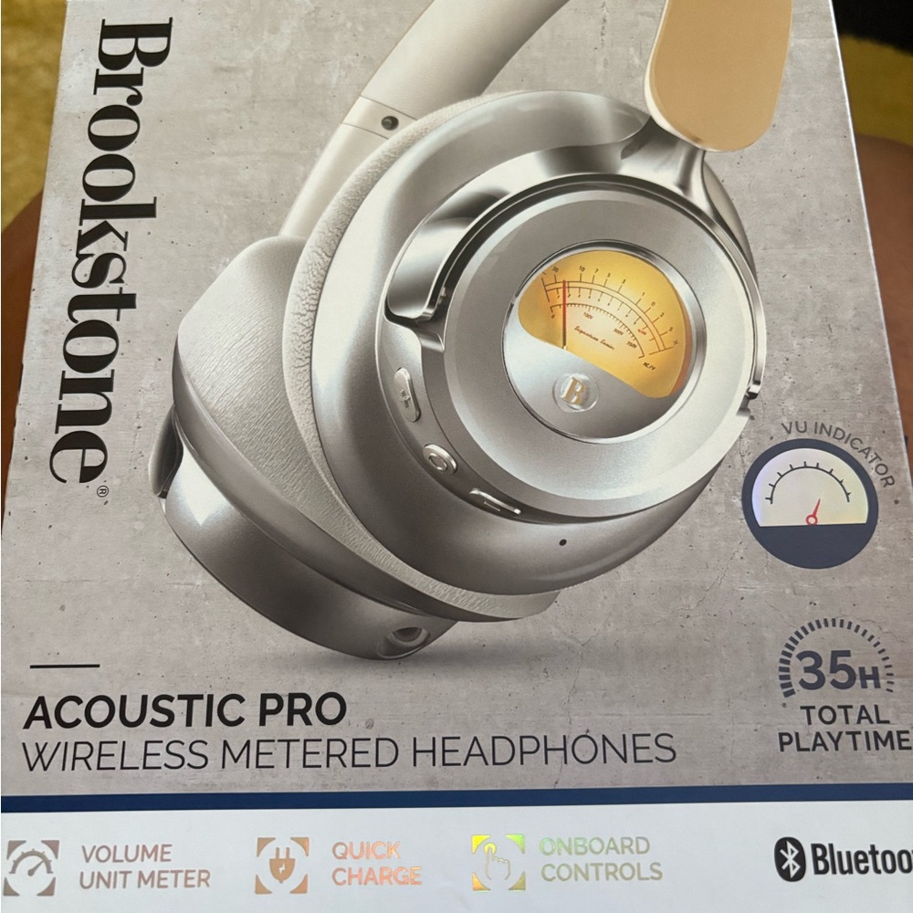 Brookstone Acoustic Pro Silver Wireless Headphones